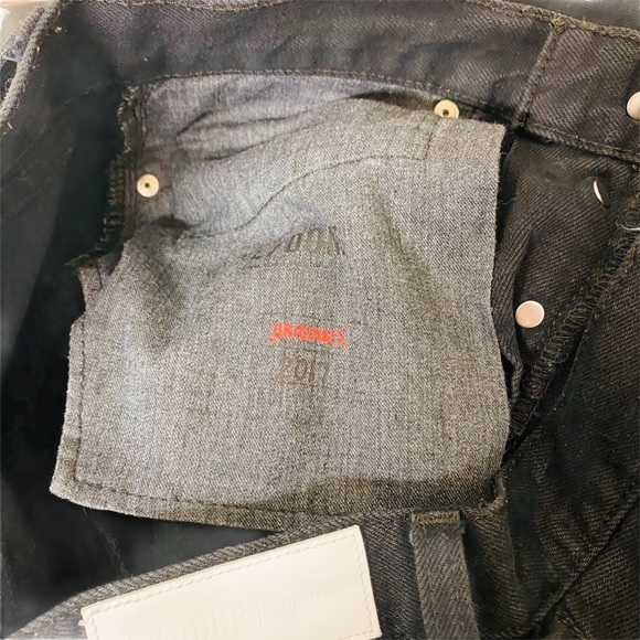 Re/Done High Rise Button Front Raw Hem Black Jeans - Picture 8 of 8